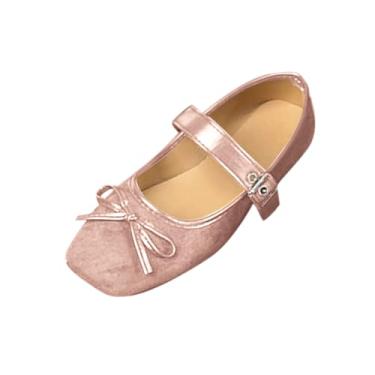 Imagem de Sapato feminino casual primavera e verão maria francesa cor sólida laço nó fivela sapato casual, rosa, 35