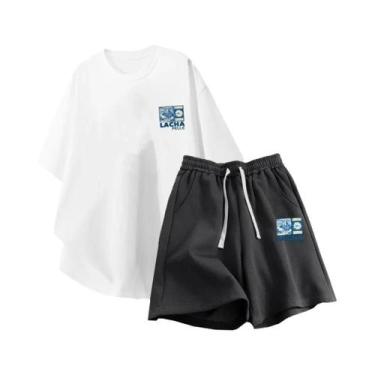 Imagem de Conjunto Casual Masculino Tamanho Grande M-8XL Camiseta Solta E Shorts