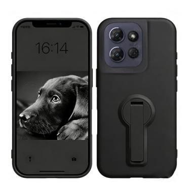 Imagem de Buliangren Compatível com Motorola G 2025 capa TPU softcase protetora com suporte de rotação de 360° para Moto G 2025 capa de telefone à prova de choque preta