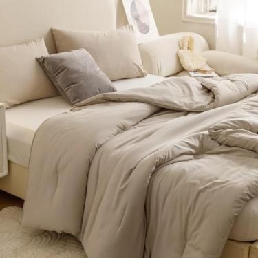 Imagem de ROSGONIA Edredom King extragrande, 120 x 120, 3 peças, super king (1 edredom de aveia e 2 fronhas), conjunto de cama leve e quente
