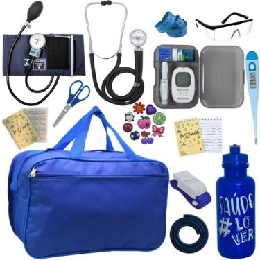 Imagem de Kit Enfermagem Medidor Glicose Aparelho de Pressão Esteto Multi PA MED
