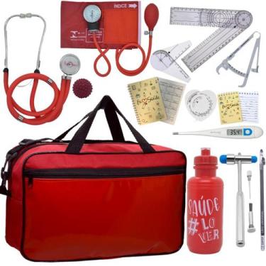 Imagem de Kit Bolsa Fisioterapia Acadêmico Martelo Buck Goniômetro Fita Imc - In