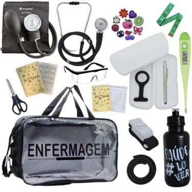 Imagem de Kit Enfermagem Top Cores Premium Completo Estagio Estetoscopio Aparelh