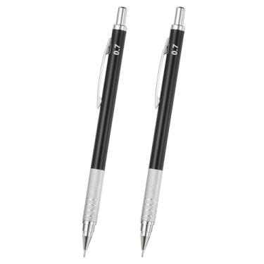 Imagem de PATIKIL 2 peças de lapiseira de 0,7 mm, suporte mecânico de ponta média, suporte automático de metal para desenho, arte, esboço, marcenaria, preto