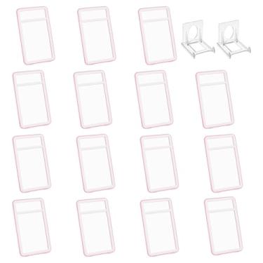 Imagem de PATIKIL Porta-crachá de grau com janelas de dupla face, 15 peças de capa protetora para cartão de identificação, porta-chaves, estojo rígido vertical com suporte de exibição para licenças de crédito