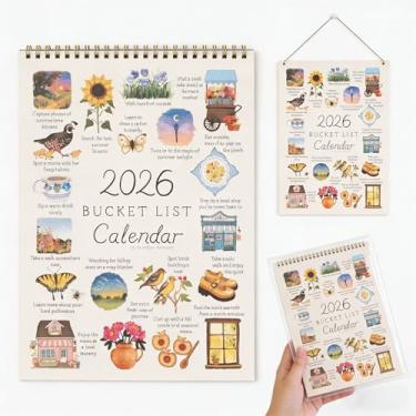 Imagem de Calendário de lista de desejos 2026 arte aquarela 12 meses instruções diárias inspiradoras e DIY design motivacional presente de escritório em casa (amarelo)