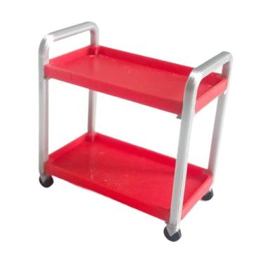 Imagem de Colaxi Carrinho de armazenamento de ferramentas, modelo em escala 1:18, coleção de artesanato, escultura em miniatura de 2 níveis para oficina mecânica, Style a