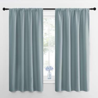 Imagem de NICETOWN Cortinas blackout 160 cm de comprimento, conjunto de 2 painéis, persianas escurecidas para quarto, sala de estar, cortinas resistentes com isolamento térmico, bolso para varão, 106,7 cm L x