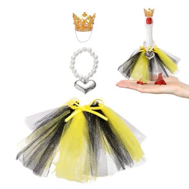 Imagem de Conjunto de Mini Ganso de Mesa 17,78cm, Inclui Coroa Strass, Colar Coração e Saia Gaze, Acessórios Ganso Mesa em Ouro Preto para Decoração Porta-Chaves Magnético, Presente Engraçado