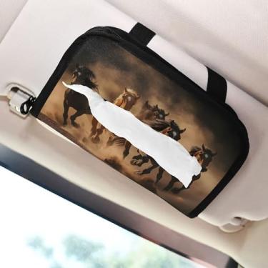 Imagem de SEHANY Suporte de lenços de carro Majestic Horse, caixa de lenços para carro, viseira solar, porta-guardanapos retangular, dispensador de máscara de carro, caixa de lenços de papel para automóveis