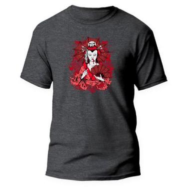 Imagem de Camiseta Básica Algodão Premium Estampa Digital Gueixa Skele - Pavesi,