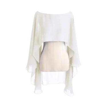 Imagem de Capa De Chiffon Para Casamento Feminina, Bolero, Jaqueta De Noiva, Ace