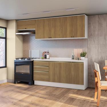 Imagem de Armário De Cozinha Completa 100% Mdf 260cm Branco/nogueira Celeste Kappesberg