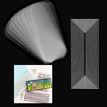 Imagem de 23 peças/conjunto de capas de agitador planas com moldes de corte para agitador plano Slimline cartões fazendo plástico transparente criador folhas de acetato projetos de artesanato DIYScrapbooking suprimentos feitos à mão