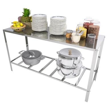 Imagem de Prateleira de Cozinha Industrial, 2 Níveis, Aço Inox, para Apoio De Panelas, 100% Aço, Ou Mesa Para Clínica Veterinária