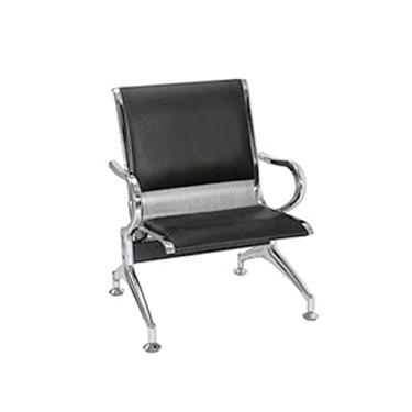 Imagem de Longarina 1 Lugar Cromada com Estofado Preto B-203A -01L - Makkon