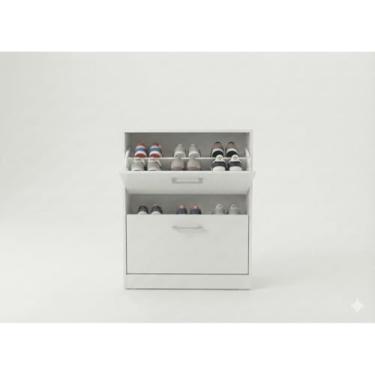 Imagem de Sapateira Organizadora com 3 Portas e Prateleiras Armário para até 20 Pares em MDP para Quarto Hall e Closet(Branco 2 Portas)