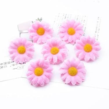 Imagem de 30 peças DIY feito à mão girassol margarida simulação seda girassol flor falsa guirlanda material (rosa claro)