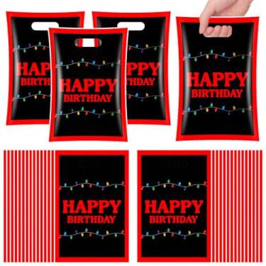 Imagem de Eccliy 30 peças de sacolas de lembrancinhas de festa assustadoras retrô assustadoras coloridas decorações de festa retrô assustadoras neon com tema de brilho para artigos de aniversário