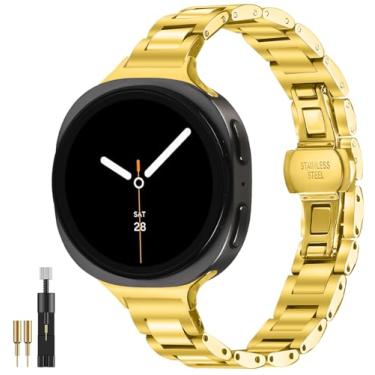 Imagem de NINKI Pulseiras femininas de metal finas compatíveis com Samsung Galaxy Watch 8 de 40 mm, 44 mm e Galaxy Watch 8 Classic de 46 mm 2025, pulseira de aço inoxidável clássica de substituição sem lacunas