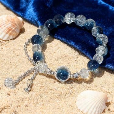 Imagem de Pulseira feminina com pingente de estrela, joia celestial boêmia, ajustável, presente de amizade empilhável para melhor amiga, aniversário, Natal, One Size, Vidro, Sem Pedra Preciosa