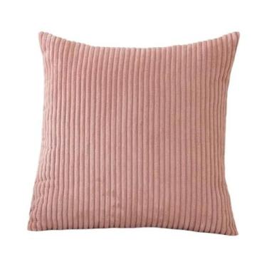 Imagem de Capas De Almofada De Veludo Cotelê Listradas Bege E Brancas 18x18, Cap