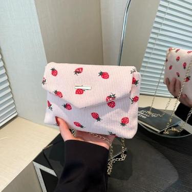 Imagem de Bolsa tiracolo estampada, bolsa envelope de grande capacidade com alça de corrente, bolsa de ombro feminina com estampa floral, rosa, Bolsas transversais