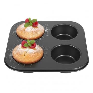 Imagem de JOINPAYA Molde de bolo para muffin, 4 grades, forma de forno, formas antiaderentes, para casa, (preto)