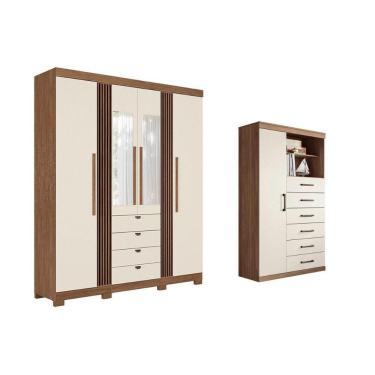 Imagem de Guarda Roupa +cômoda 2 Peças Qc272 Jatoba/areia - Santos Andirá