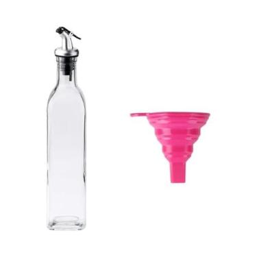 Imagem de Dispensador De Azeite Em Garrafa De Vidro Com Funil De Silicone Para T