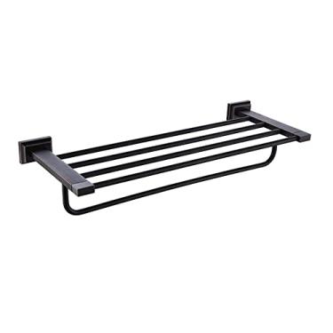 Imagem de 3FLQOOPP Toalheiro de banheiro preto cabide de toalha de parede acessórios de banheiro suporte de papel higiênico escova, placa de sabão de metal (rack de cordel)