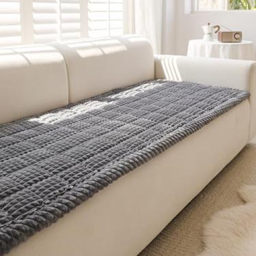 Imagem de Disayu Capa de sofá para cães lavável, antiderrapante para sofá, capa felpuda de sofá de cachorro para protetor de móveis (cinza escuro, 70 x 70 cm)