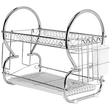 Imagem de Escorredor de pratos e escorredor de aço inoxidável escorredor de pratos de cozinha multiuso escorredor de pratos