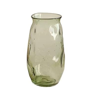 Imagem de WUHUQN Vaso de flores verde irregular vaso de vidro martelado mesa retrô flores aquáticas arranjo de flores transparentes arranjo de flores secas ornamentos vaso para arranjo floral