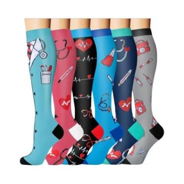 Imagem de Meias De Compressão Masculinas 3 a 6 Pares Para Esportes Ao Ar Livre, 