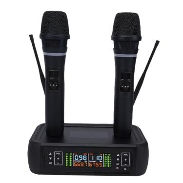 Imagem de Luocute Kit de Microfone Sem Fio, Caixa de Liga de Alumínio ABS Microfone Portátil Duplo Com Receptor Som Estável Claro para Desempenho de Palco de Casamento de karaokê