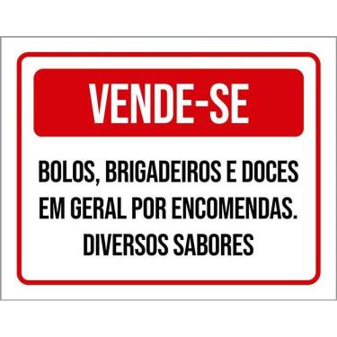 Imagem de Placa Vende-Se Bolos Brigadeiros Doces Encomendas 36X46