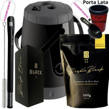 Imagem de Kit Completo Tereré Black Erva Mate Garrafa térmica Unitermi Copo Inox