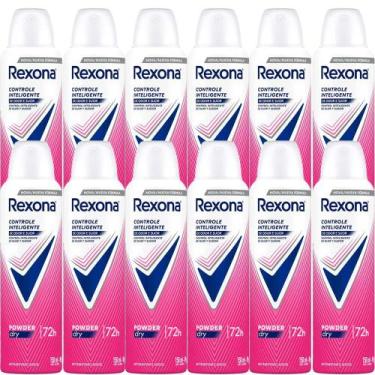 Imagem de Kit Desodorante Aerosol Rexona Powder Dry Rosa 150ml - 12 Unidades