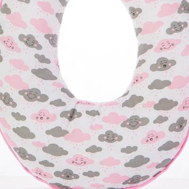 Imagem de Almofada Amamentação Luxo Bebê Menina Nuvem Chuvinha Rosa