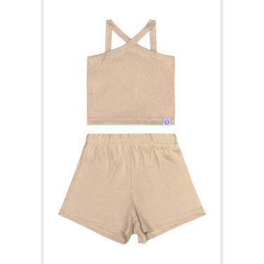 Imagem de Conjunto Infantil Regata e Short Guloseima, Bege, 6