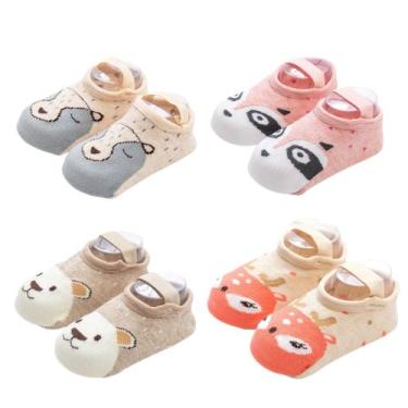 Imagem de Kit 4 Meias Sapatilhas Antiderrapante Pietra Baby Infantil Unissex Alg