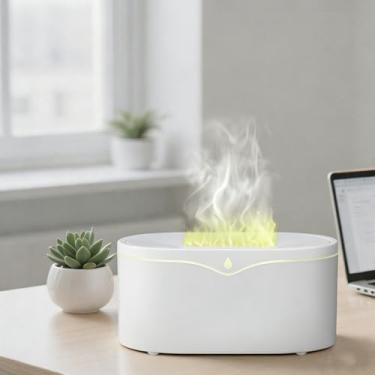 Imagem de Difusor de aroma de mesa – Umidificador de ar alimentado por USB com efeito de chama simulada para casa e escritório