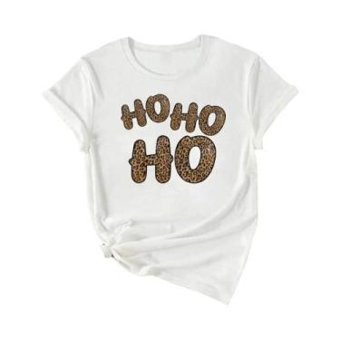 Imagem de Camiseta Gráfica De Natal Para Mulheres Com Estampa De Papai Noel, Est
