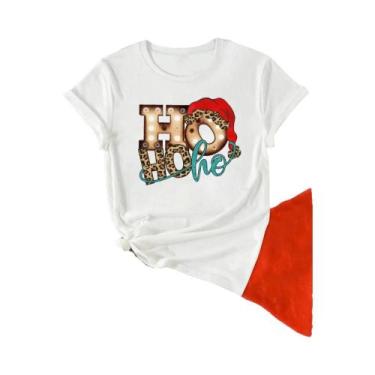 Imagem de Camiseta Gráfica De Natal Para Mulheres Com Estampa De Papai Noel, Est