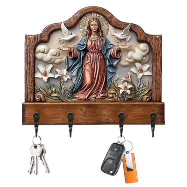 Imagem de Porta-chaves – Cabide religioso de para economia de espaço com 4 ganchos – Suporte de parede para chave | para família, amigos, estudantes, adultos, homens, mulheres, porta de entrada, casa