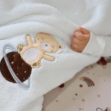 Imagem de Manta Microfibra Bordada para Bebê 85 cm x 1,00 m Bublim, Urso Espaço 