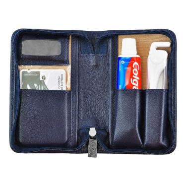 Imagem de Kit Higiene Bucal Pratik em Couro 777 Galvani, Azul