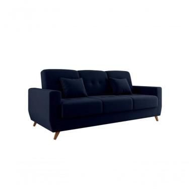 Imagem de Sofá Cama Casal Reclinável Com Baú Pamela - Azul Marinho