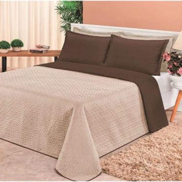 Imagem de Cobre Leito Dupla Face Queen Clara 03 Peças - Marrom-caqui